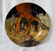 A Royal Doulton series ware pottery plate, decorated with gnomes in the roots of a tree,