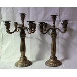 A pair of electroplated four branch candelabra,