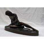 After the antique - a bronze model of the dying Gaul, on an oval base,