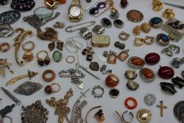 Assorted costume jewellery including cufflinks, necklaces, earrings,