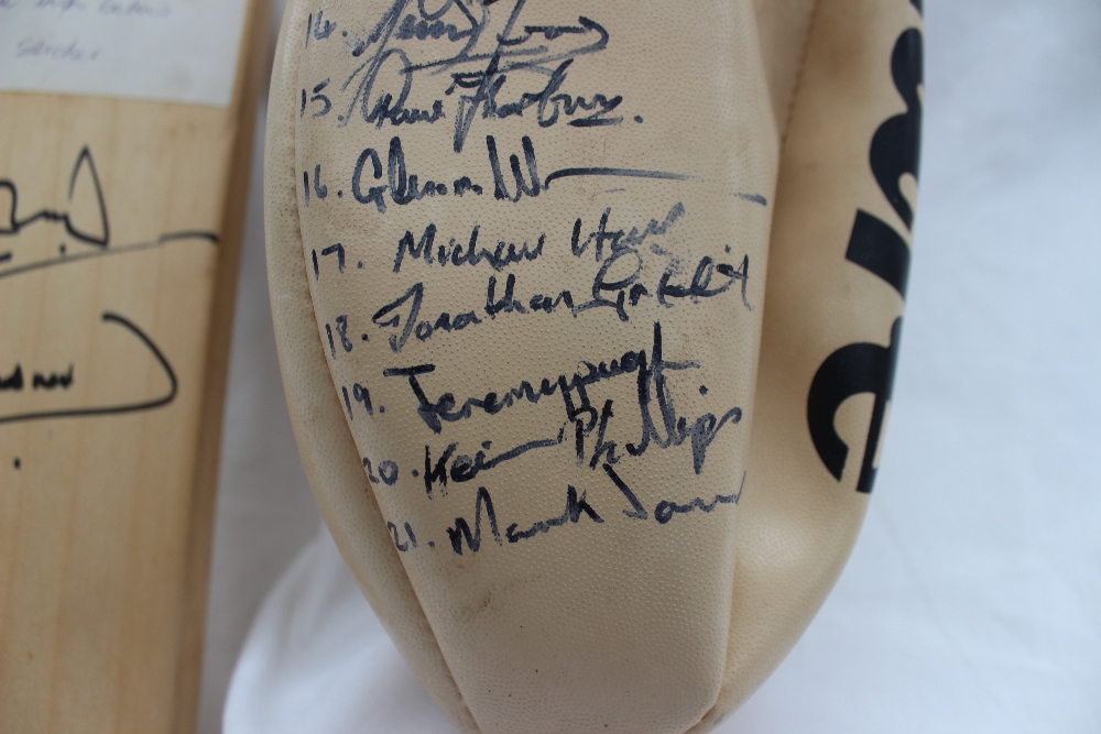 A Mitre rugby ball signed by Rowland Phillips, Jonathan Davies, Jonathan Griffiths, - Image 5 of 7