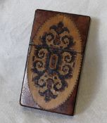 A Tunbridge ware card case, decorated with a geometric patterns to the centre and the edges, 8.