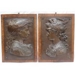 A pair of bronze portrait plaques of classical gods the plaques cast after models by Edmond Louis