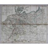 A folding map of Germany titled Neuste Post Karte Deutschland und Frankreich bis Paris,