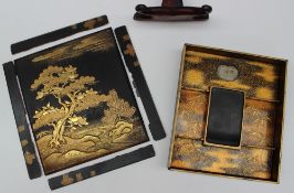 A Japanese lacquer suzuribako writing box and cover,