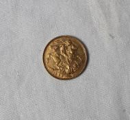 An Edward VII gold sovereign dated 1905,