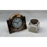 A George V silver easel desk clock,