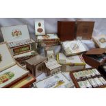 A large collection of cigars, mainly boxed and in tubes including Romeo y Julietta, H.