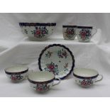 A first period Worcester fluted part tea set, comprising a slops basin,