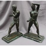 After the antique - A pair of bronze models of gladiators, in fighting poses,