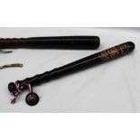 A World War I truncheon, with a transfer for Manchester Special Constable, H.C.