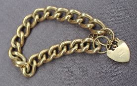 A 9ct yellow gold bracelet with twisted oval links and a padlock clasp, approximately 52.