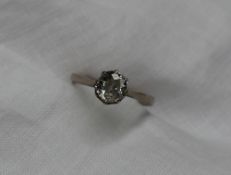 A solitaire diamond ring, the round old cut diamond approximately 0.