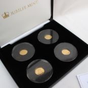 A set of four 9ct gold coins, produced for the Jubilee mint, including 'The Saint Christopher',