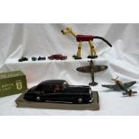 A Tri-ang Minic electric Roll Royce silver cloud 1/20 scale, together with a Dinky Toys aeroplanes,