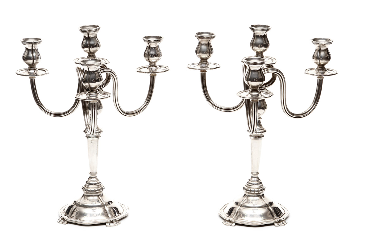 PAIR OF SERPENTINE CANDLESTICKS