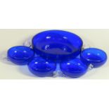 JUEGO DE HELADO En cristal azul compuesto por: cuenco y 6 boles.