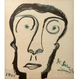 JOSEP MARIA DE SUCRE dibujo a tinta, "Rostro", 1965, 54x46 cm.