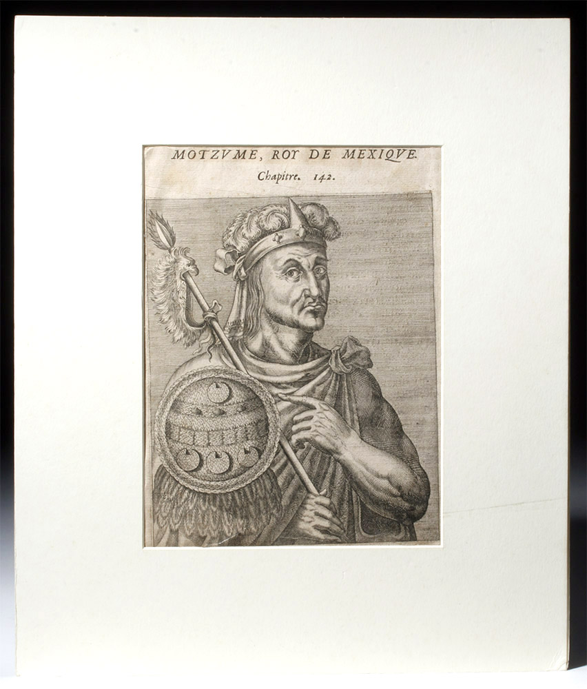 16th C. French Engraving of Montezuma II - Andre Thevet