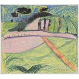 KAREL VALTER (1909-2006): FIELD WITH A HILL / 1962, Bohemia Wax pastel on paper, signed and dated "