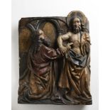 A LATE GOTHIC RELIEF PLATE WITH CHRIST AND DOUBTING THOMAS / Around 1500, Germany