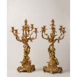 A PAIR OF SEVEN-ARM CANDELABRA WITH PUTTI / 2nd half of the 19th century, France