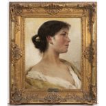 VOJTĚCH HYNAIS (1854-1925): PORTRAIT OF A GIRL IN PROFILE (BLACK MARY)