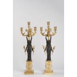 A PAIR OF EMPIRE CANDELABRA