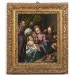 HANS VON AACHEN (1552-1615) - WORKSHOP: THE HOLY FAMILY WITH ST. ANNE AND TWO ANGELS / After 1600,