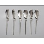 A SET OF SIX SILVER SPOONS BIRMINGHAM 1956, S.L. with pointed handles, 10.5cm (long), 53g, (6).