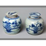 A MATCHED PAIR OF EARLY 19TH CENTURY CHINESE PROVINCIAL GINGER JARS decorated in under-glazed