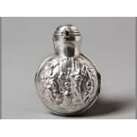 A VICTORIAN SILVER SNUFF BOTTLE HOLDER LONDON 1896, possibly WILLIAM CRIPPS hinged top, the twin