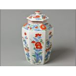 A LATE 19TH CENTURY FRENCH SAMSON HEXAGONAL JAR AND COVER in the Japanese Kakiemon-style,