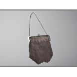 A GEORGE V SILVER LADIES MESH BAG BIRMINGHAM 1930, MAKERS MARKS INDECHIPERABLE with rope-chain