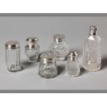 A COLLECTION OF SIX SILVER TOP DRESSINGTABLE BOTTLES 19TH/20TH CENTURY various dates, makers,