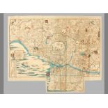 A FINE AND RARE COLOURED MAP OF EDO (RE-NAMED TOYKO) possibly first half of the 19th Century,