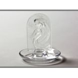 A RENÉ LALIQUE GLASS JEWELLERY TRAY with a plaque in high relief depicting Naïade, clear glass