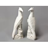 A PAIR OF FINE LARGE CHINESE BLANC-DE-CHINE FIGURES OF HO-HO BIRDS 19TH CENTURY standing on