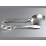 A STERLING SILVER SERVING SET BY TIFFANY & CO, comprising of a fork and spoon, 212g, (2)