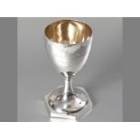 A GEORGENIII SILVER CHALICE, LONDON 800, MAKERS MARKS INDECIPHERABLE, gilded interior, engaved "