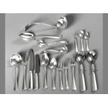 AN ASSEMBLED SET OF DUTCH SILVER CUTLERY VARIOUS MAKERS AND DATES, 1942-1965, comprising: 12