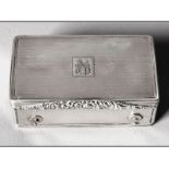 A GEORGE NIV SILVER MUSIC BOX, LONDON 1820, WILLIAM ELLIOTT, of rectangular form, hinged cover