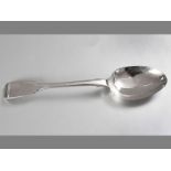 A 19TH CENTURY CAPE SILVER SPOON, WILLIAM MOORE, CIRCA 1840, fiddle pattern, 21cm long, 54g