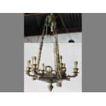 A BRASS & PAINTED FRENCH CHANDELIER