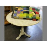 A VICTORIAN WROUGHT IRON MARBLE TOP TABLE 72 by 90cm (table)