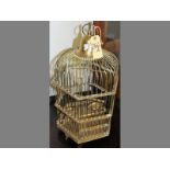 A VICTORIAN BRASS BIRD CAGE, 59cm