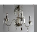 A CUT-GLASS FOUR LIGHT CHANDELIER, 70cm high