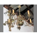 TWO BRASS CHANDELIERS