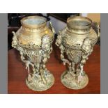 A PAIR OF ORIENTAL STYLE VASES, 36cm high