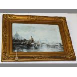 A PAIR OF CONTINENTAL SHIPPING WATERCOLOURS, 47 by 32cm each (2)